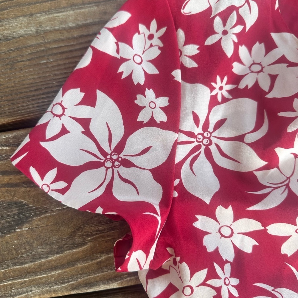 Chadwick's red/white floral short sleeve dress size 8 - Picture 12 of 12